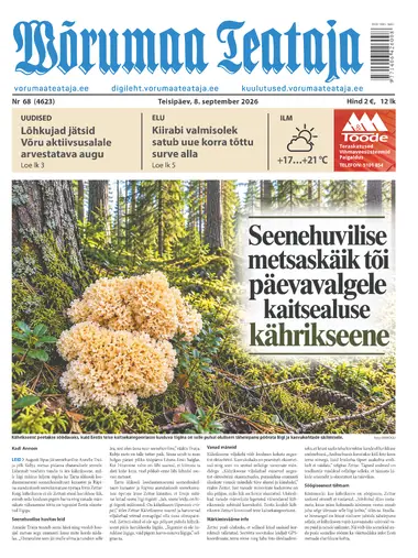 Teisipäev, 8. september 2026 Võrumaa Teataja