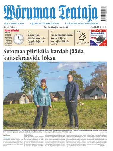 Reede, 23. oktoober 2026 Võrumaa Teataja
